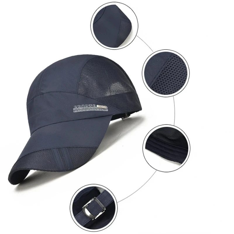 Unisex-Baseballkappe für Outdoor-Sportarten, Sommer, UV-Schutz, verstellbar, schnell trocknend, atmungsaktiv, Tennishut, modische Krempenhüte – Detail 3