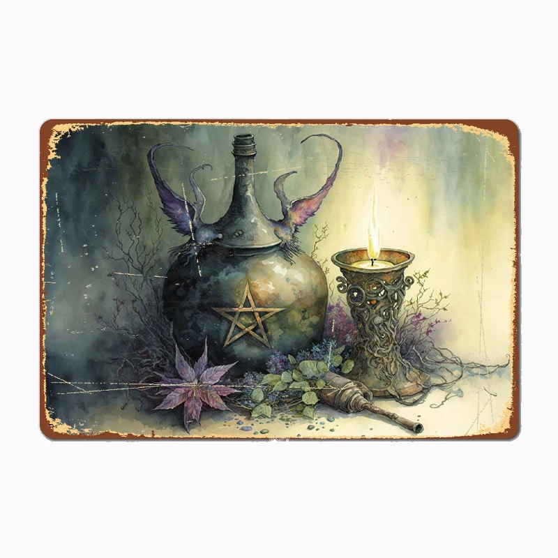 

Vintag Eoccult Wicca Painting Poster Sign Cat Bar Wall Decor Farmhouse Decor Room Decoration Vintage Home Decor Metal Wall Decor
