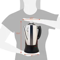 Stainless Steel Electric Coffee Percolator 110v 220v Coffee Maker Pot Cafe  Maker Coffee Tools Gift for Coffee Lovers 12Cups 6