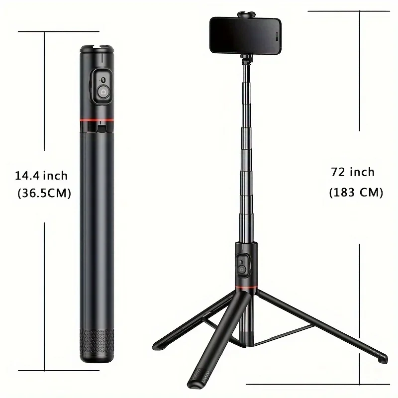 LISCN C10 Smartphone Selfie Tripod 1.83m Aluminum Alloy Telescopic Stick with 8 Section Extension for Video Recording Live