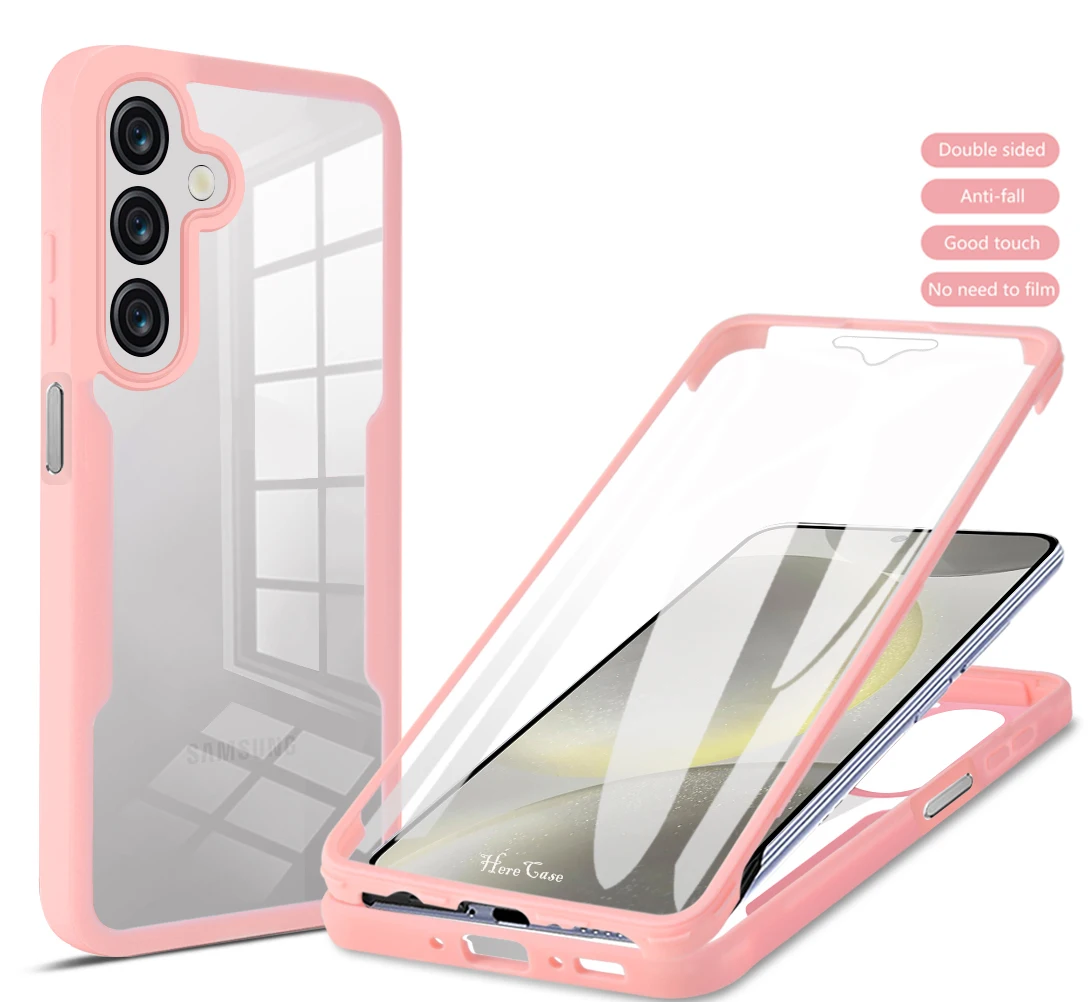Shockproof Clear Case with 360-Degree Screen Protection and Dual-Sided Cover