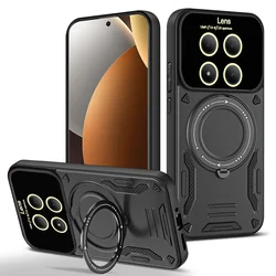 Coque de téléphone armurée avec support magnétique rotatif à 360 degrés et protection MagSafe