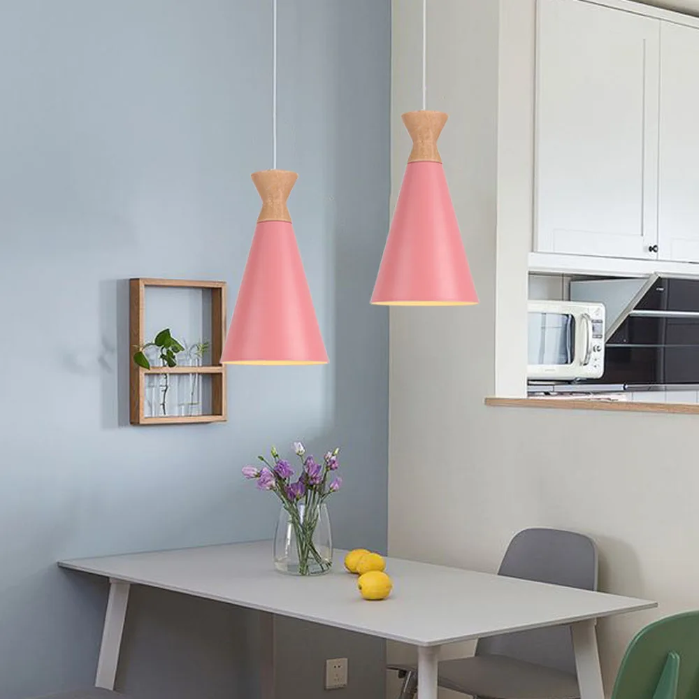 Luces colgantes nórdicas modernas, candelabro LED E27, lámparas de techo minimalistas, luz colgante de lujo, cafetería creativa, barra de una sola cabeza, Rosa