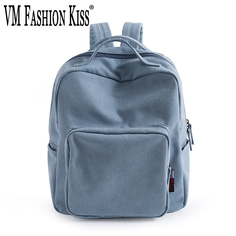 

VM FASHION KISS Youth однотонный холщовый рюкзак для девочек, школьные сумки для подростков, сумка на плечо, дорожный рюкзак, корейский стиль, Книжная сумка