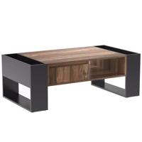 Anajqaqia Table de canapé, table basse moderne avec tiroir sans poignée et compartiment de rangement, espace de rangement double face 5