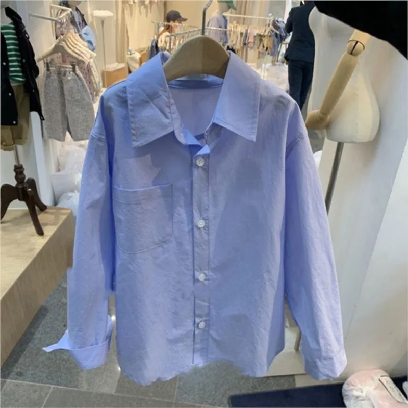 Baby Girl Boy Cotton Shirt Long Sleeve Infant Toddler Child Blouses Outfit Spring Autumn Casual