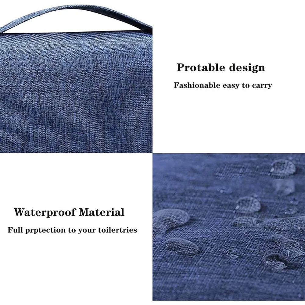 Travel Bags Portable Toiletry Washbag with Hanging Hook Waterproof Women Bathroom Cosmetic Storage Bag Large Capacity Men Makeup Case