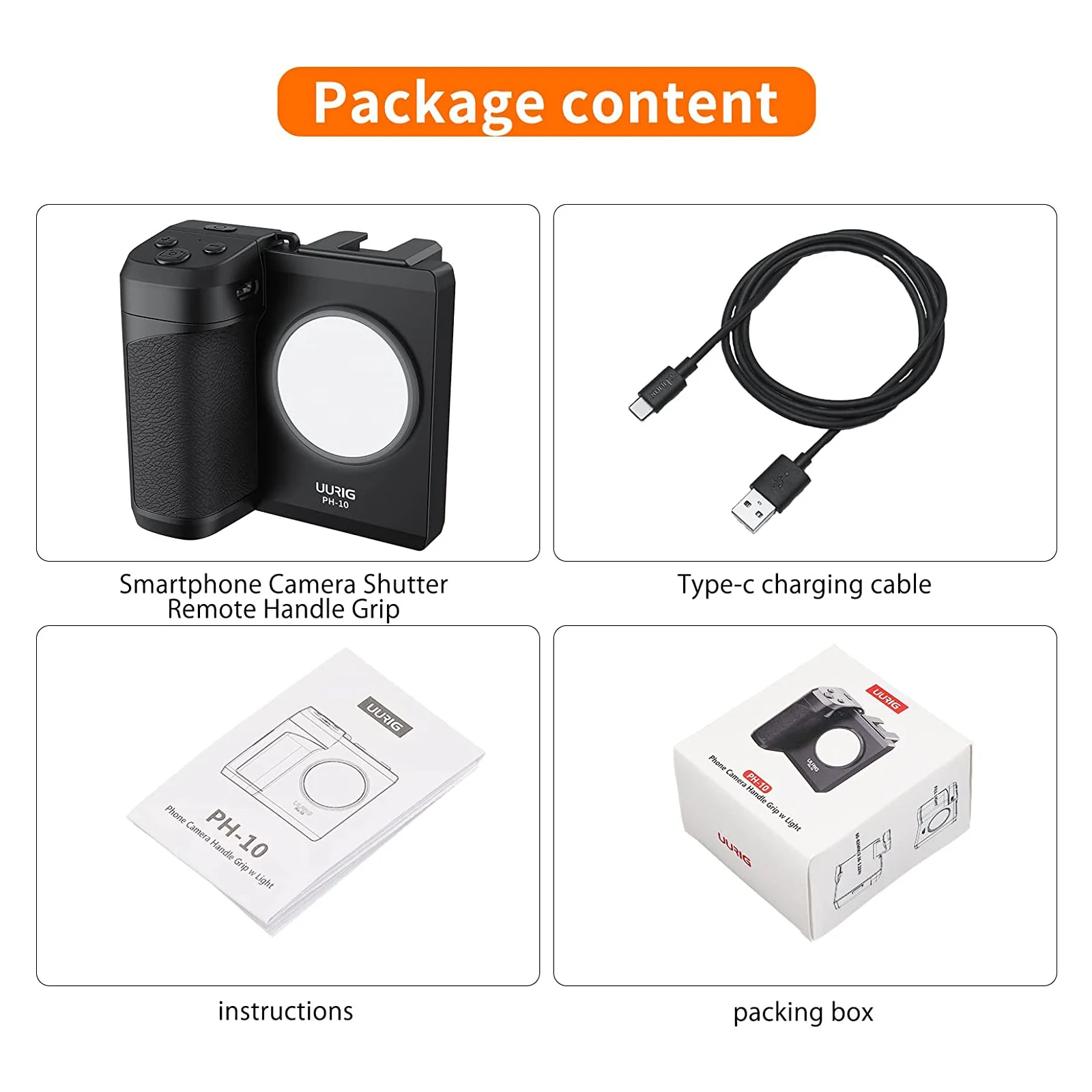 UURIG CapGrip telepon dengan lampu cahaya, pegangan tangan