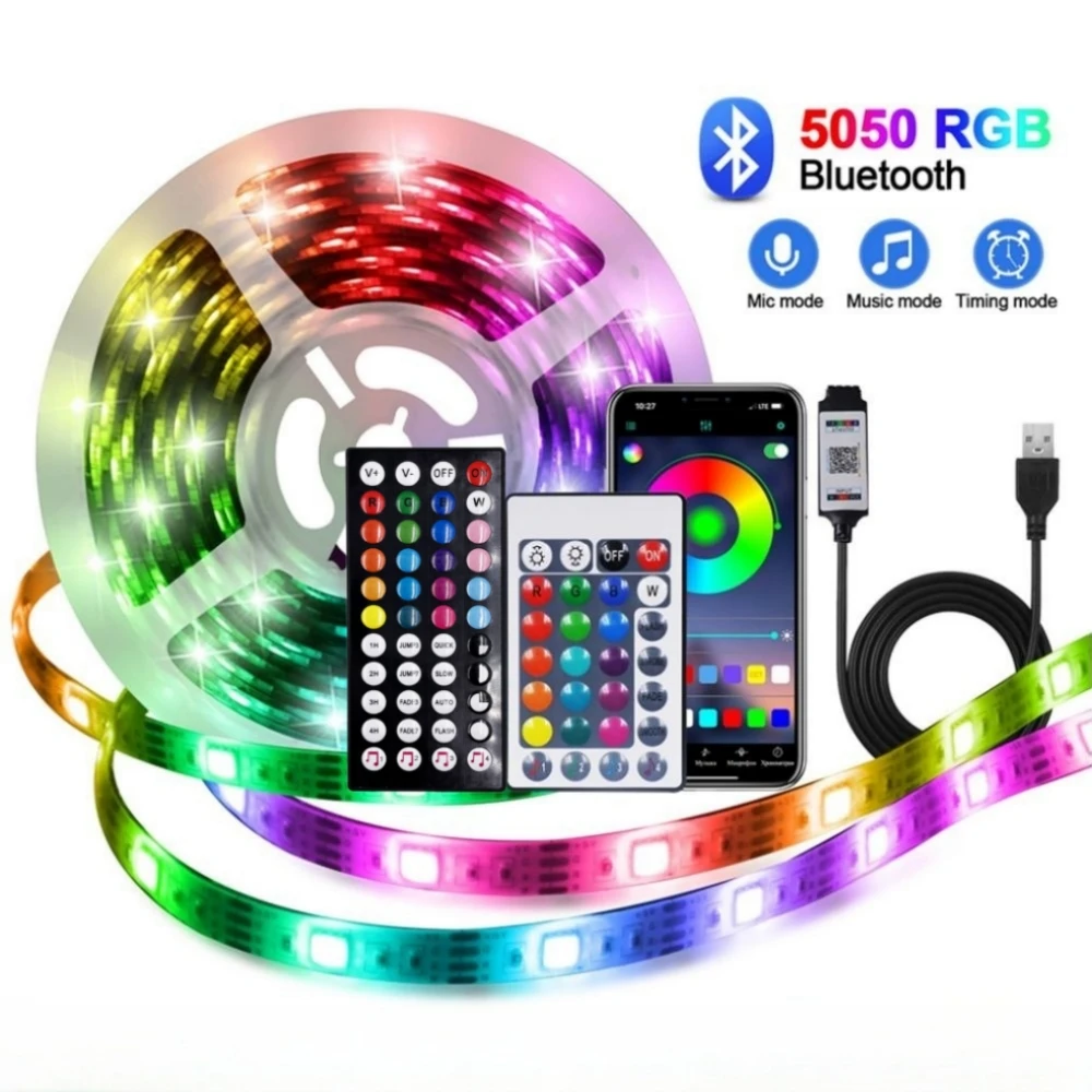 

10M Smart Bluetooth Voice Music Sync Led Strip Light 5V 5050 RGB 30LEDs/m Tape Diode Lamp For Room Kitchen Cabinet TV Backlight