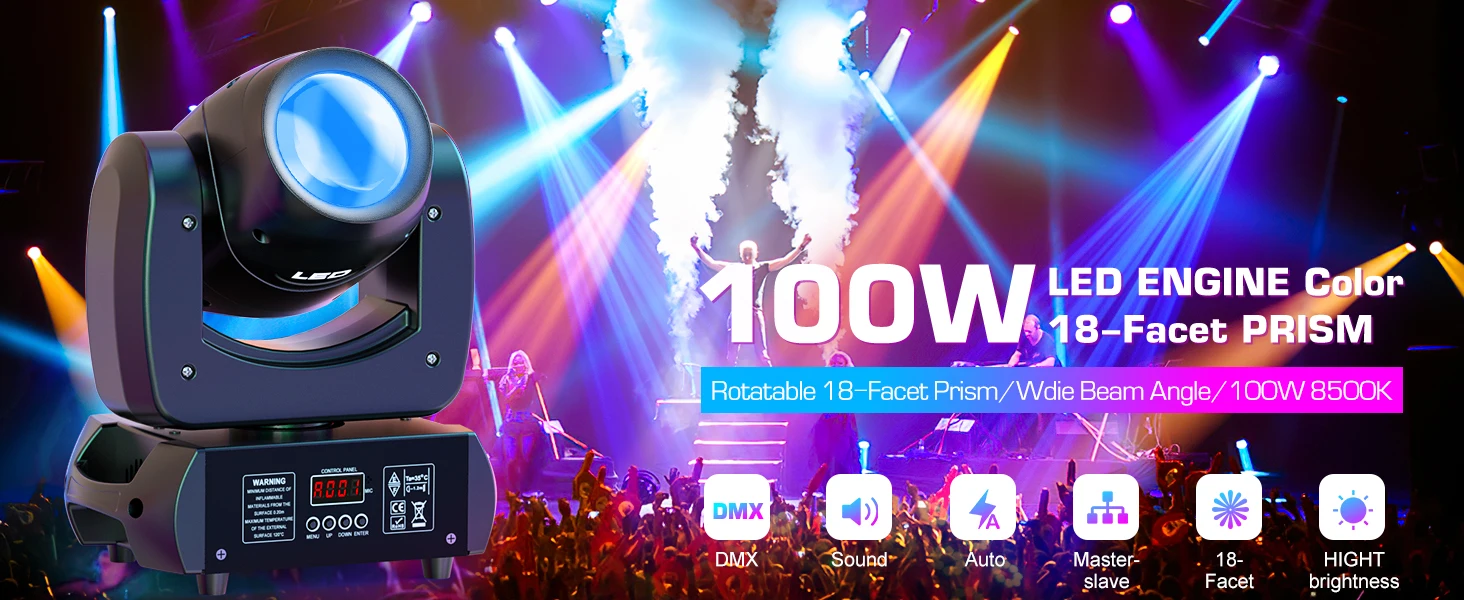 Description Picture 2 of itemSomspot 100W RGB Moving Head Light Gobo Beam Stage Effect Light Projector DMX512 For DJ Disco Bar Nightclub Wedding Party