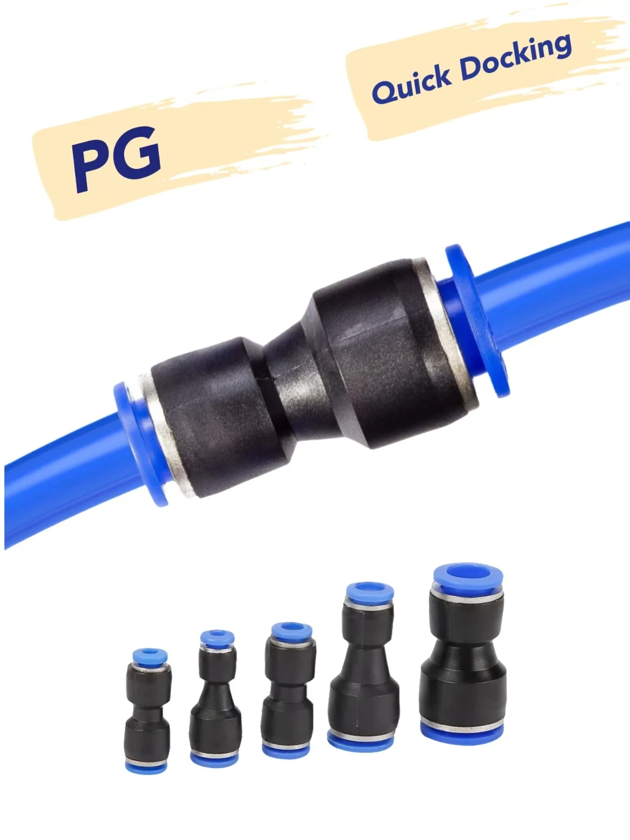 Straight Reducer PG 1-100PCS Pneumatic Fittings  PG6-4 PG8-6 PG10-8 PG12-8 2-Way Air Water Tube Push in Quick Connector