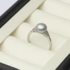 Freshwater Pearl Rings For Women,Cubic Zircon 925 Silver Open Pearl Ring Adjustable Mom Wife Birthday Gift Black 3