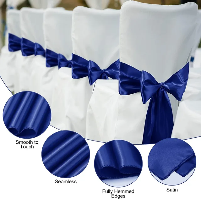 10 pièces ceintures housse de chaise dos cravate satin arcs ruban pour mariage anniversaire remise des diplômes cérémonie de fiançailles événement fête Banquet 3