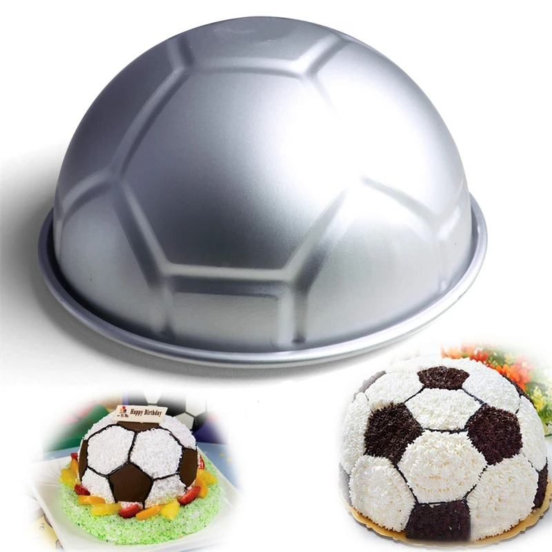Football Cake Pan Aluminum 15/20CM 3D Lagre Half Soccer Ball Football Shaped Cake Mold Pastry Baking Cake Decorating Pan Mold