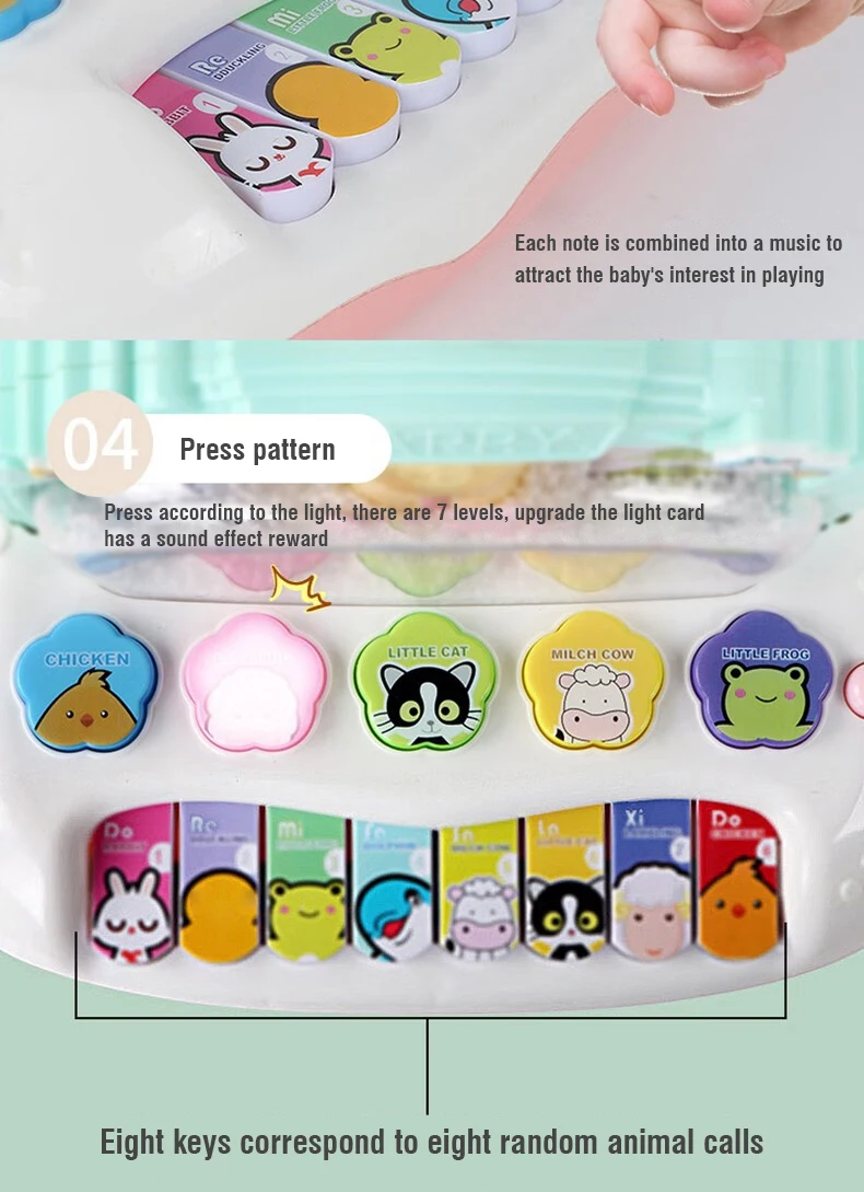 Baby Piano Toys Kids Music Piano Keyboard with Light Sound Cartoon Animal Musical Toys for Toddlers Early Educational Toy Gifts 6