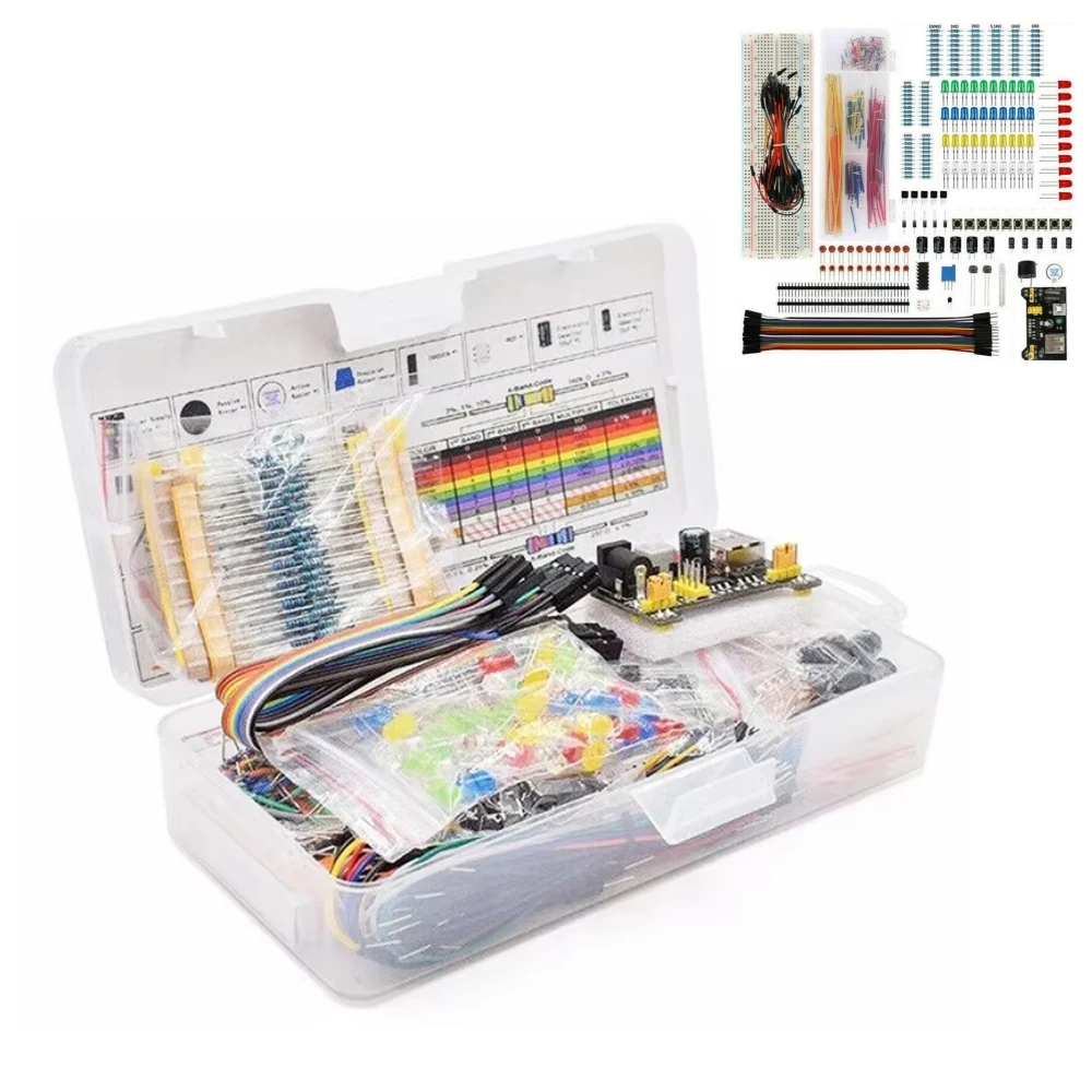 DIY-Projekt-Starter-Kit für Arduino-Kit, elektronisches DIY-Kit, elektronisches Komponenten-Set mit Box, 830 Verbindungspunkte, Steckbrett