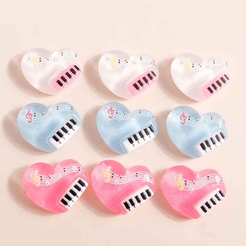 

Leslie 10pcs Kawaii Girls Resin Heart Piano Charms Flatback Cabochon DIY Nail Art Phone Case Jewelry Pendants