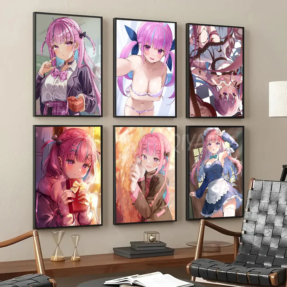 

Minato Aqua Hololive Vtube Game Anime Poster Paper Print Home Living Room Bedroom Entrance Bar Cafe Art Painting Decoration