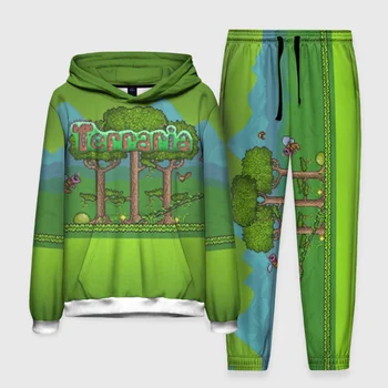 Gioco popolare Terraria Felpe con cappuccio unisex Pantaloni Abito Stampa 3D Uomo Donna Tuta Pullover Abiti Felpa casual Jogger Set da 2 pezzi 1