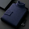 Mens Sweater High Quality Knitted Turtleneck Pullover Slim Fit Long Sleeve Warm Solid Color Casual Woolen Sweater Mens Clothing 2
