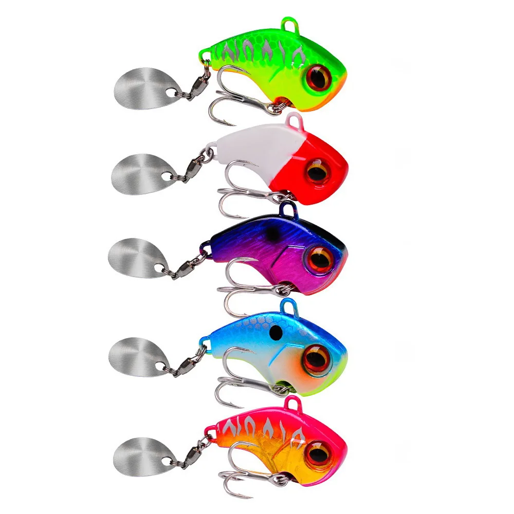 Fishing Lures Wobble Rotating Metal Vib Vibration Bait For Winter Fishing Treble Hook Artificial Hard Baits Spinner Spoon Lure
