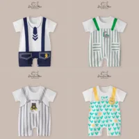 Baby Body Suit Summer New Style Thin Cute Print Short-sleeved Onesie Toddler Boys Fashion Round Neck Jumpsuit Newborn  Clothes 1