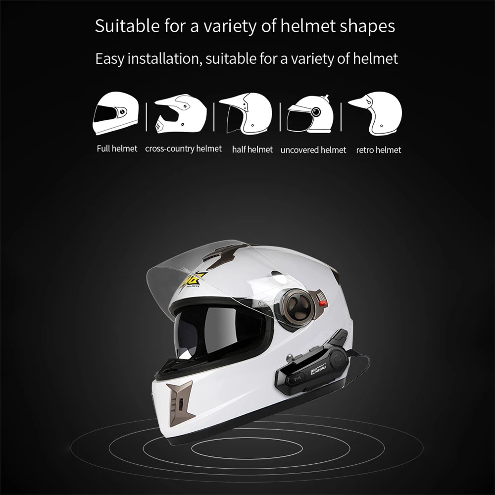 Casque de moto sans fil fonctionne avec Bluetooth, casque d'interphone de  moto, écouteurs de casque sans fil, systèmes de communication de casque  sans fil pour moto, casque de moteur