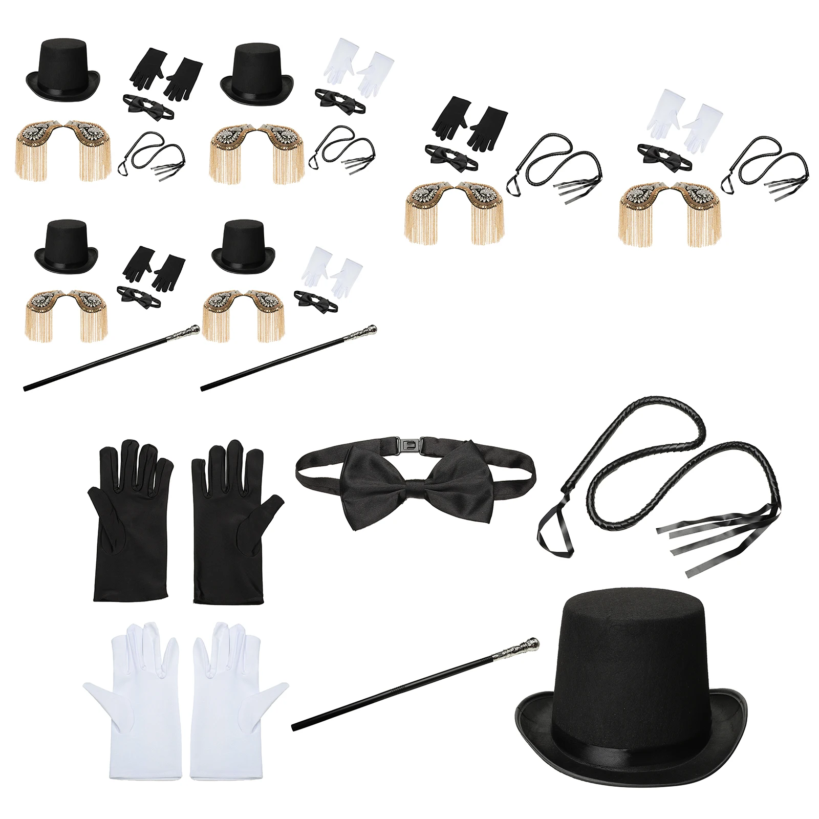 Adult Circus Ringmaster Costume Cosplay Top Hat Tassel Epaulettes Lion Tamer Leather Whip Gloves Bowtie Majorette Fancy Dress Up cosplay hats game cosplay props latex gloves costume headband animal costume set disco hip hop costume set pink plaid bow tie lolita gloves cosplay leg accessories