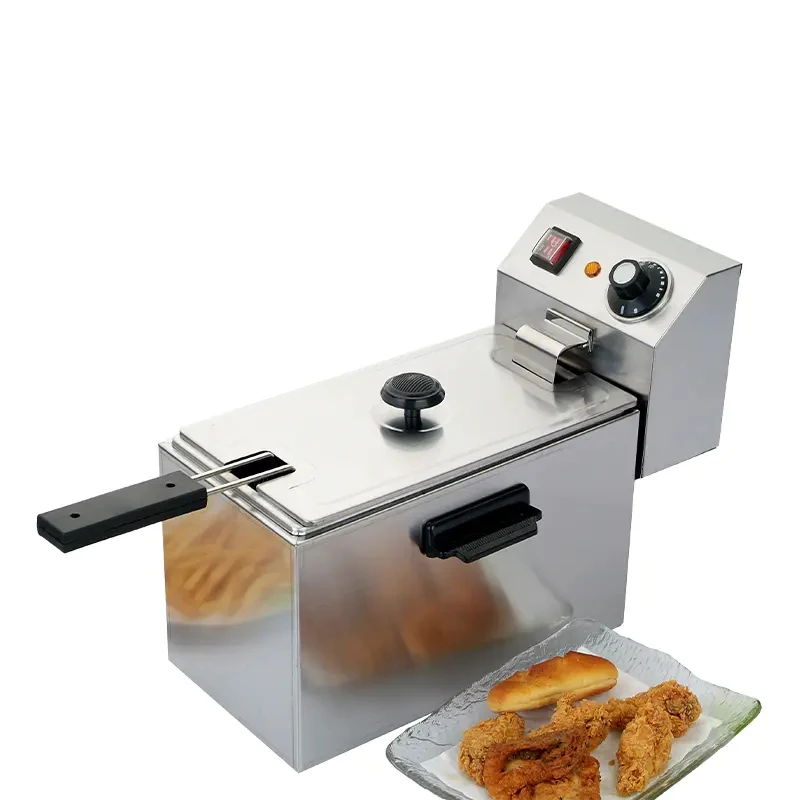 Commercial-Grade Stainless Steel Electric Deep Fryer Single Tank 4L Size Best Equipment For Deep Frying