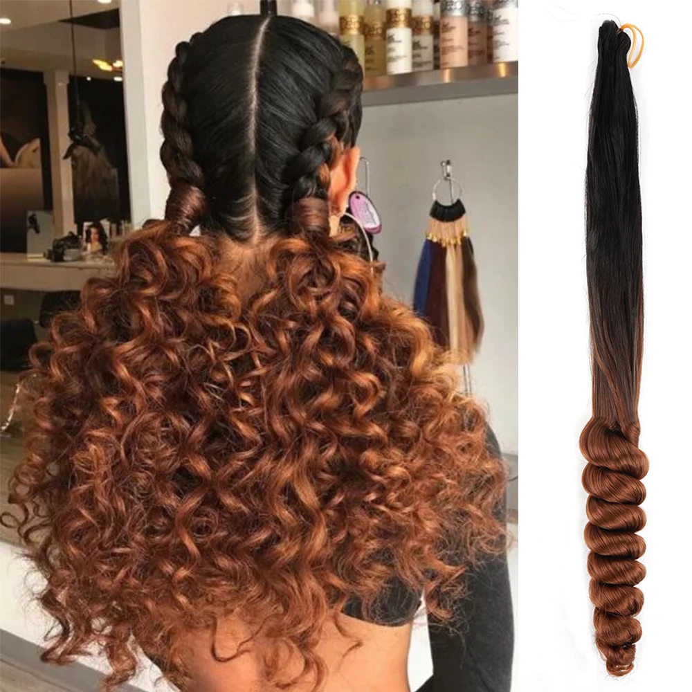 French Curls Braiding Hair 24Inch Synthetic Spiral Curls Braids Hair Extensions For Women Pre Stretched Loose Wave Braiding Hair 1