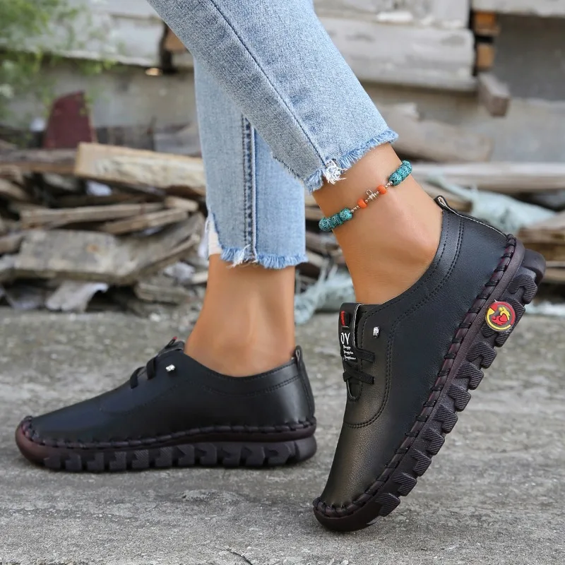 Fashion Female Shoes 2023 Autumn Women's Sneakers Brand Loafers Round Lace Up Ladies Flats Outdoor Sneakers Punk Shoes Zapatos