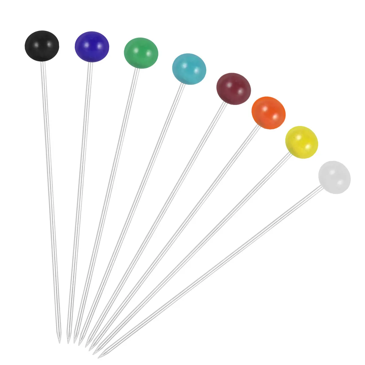 250개 유리 헤드 핀, 다양한 색상, 4mm 헤드, 34mm 핀, 바느질, 의류 제작, 공예, 자수, 웨딩 파티에 적합