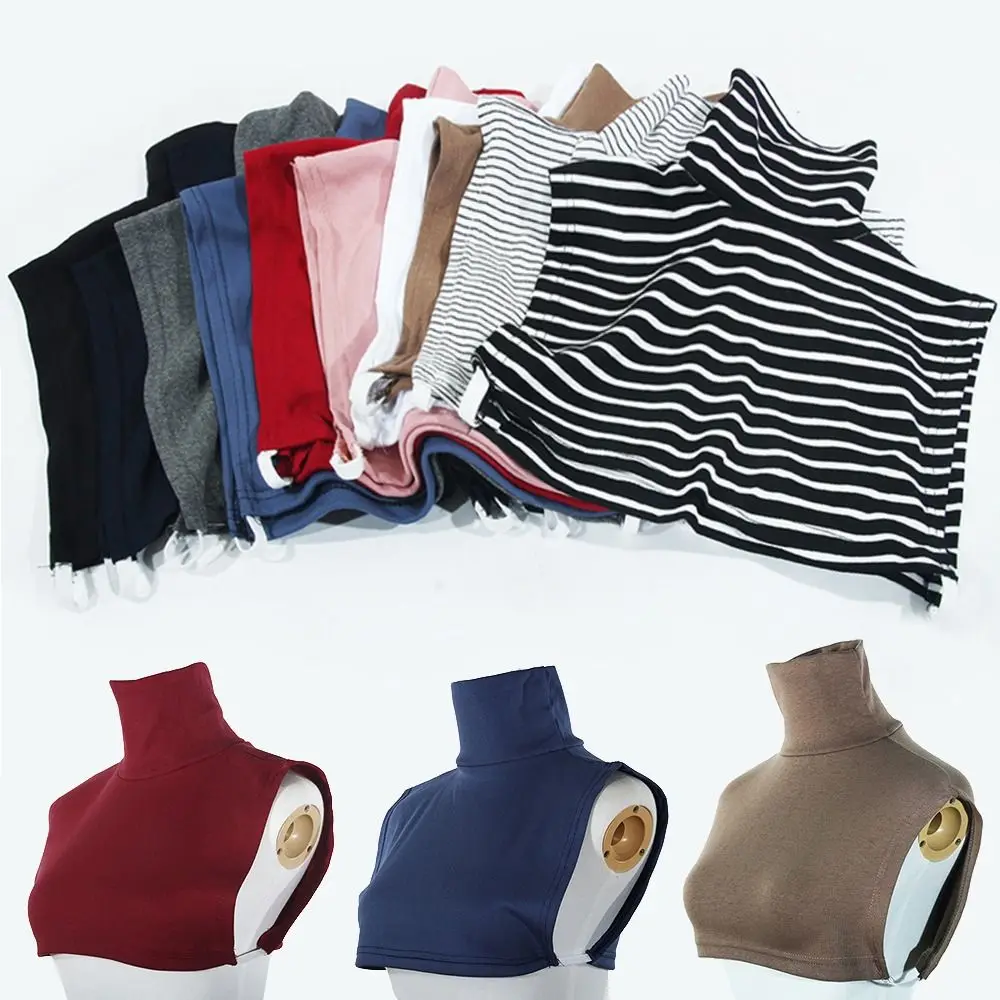 Smeltbare interface stof vrouwen meisjes faux coltrui nek hoes afneembare nep shirt kraag halve top valse mock blouse kraag winter nek warmer naaien ambachten (kleur: donker marine