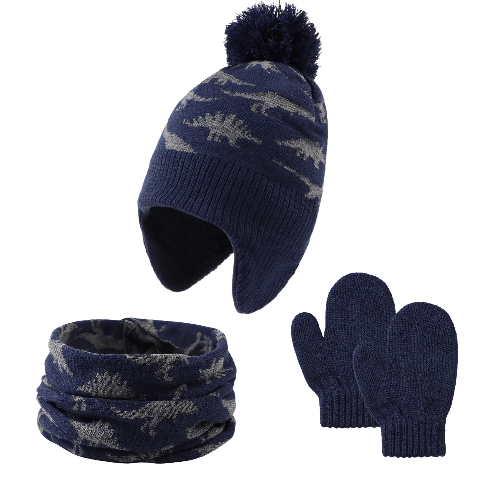 Tanio Kapelusz rękawiczki szalik dla chłopca zimowy ciepły zestaw dla sklep