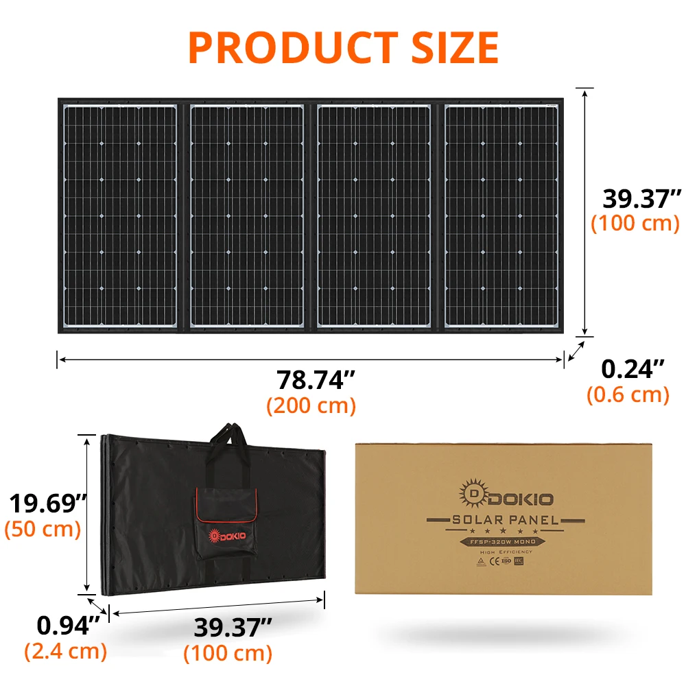 DOKIO 36VFFSP-220M Kit de Panel Solar Portátil 200W Controlador 10A - Image 2