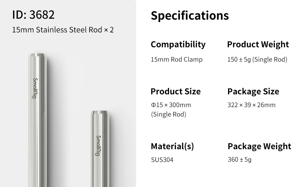 2PCS 15mm Aluminum Alloy Rods 12inch Long for Sony DSLR Camera 15mm Rail Rod Bla