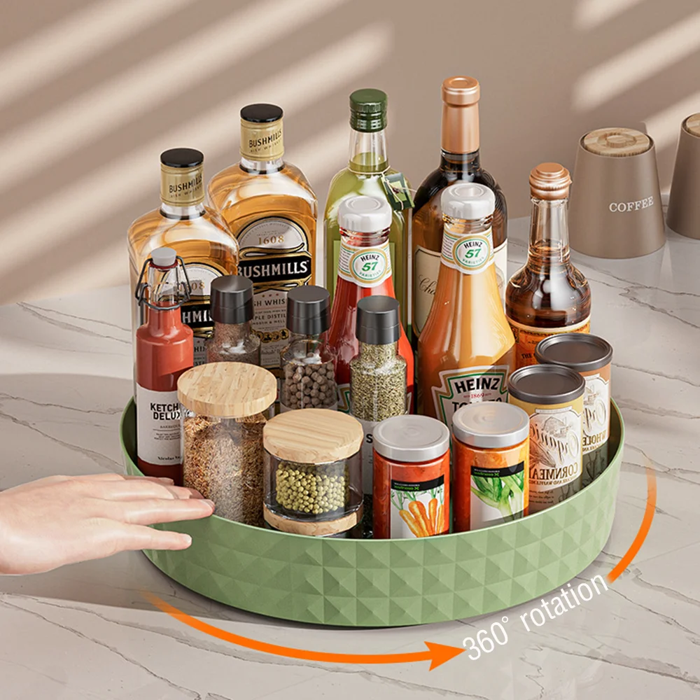 360 Rotating Seasoning Storage Rack Multifunction Pantry Cabinet Turntable for Cosmetic Kitchen Accessories Spice Organizer Tray 2