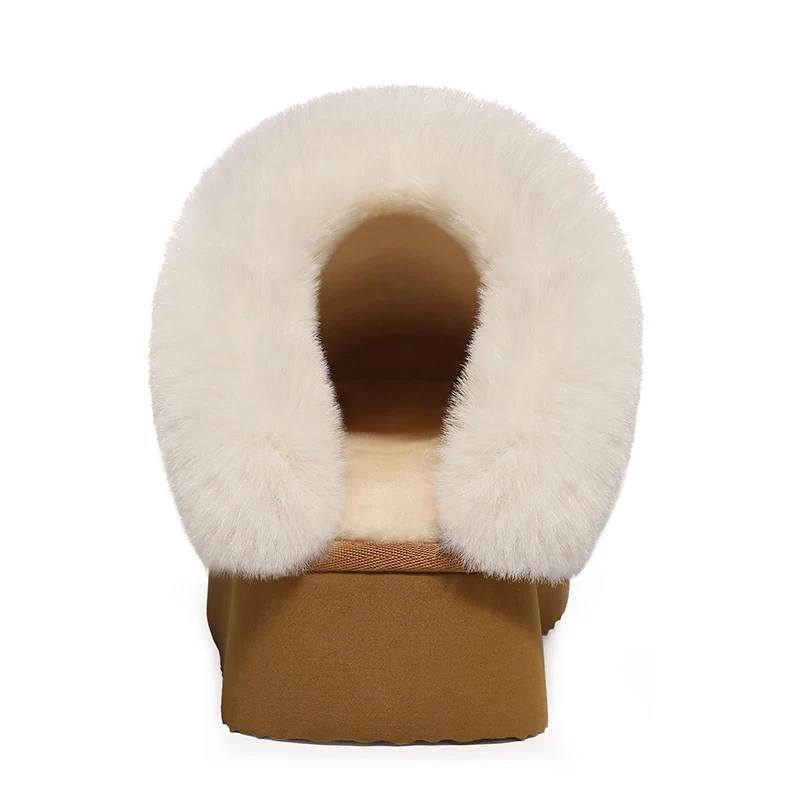 Women Fuzzy Platform Slippers with Memory Foam for Winter