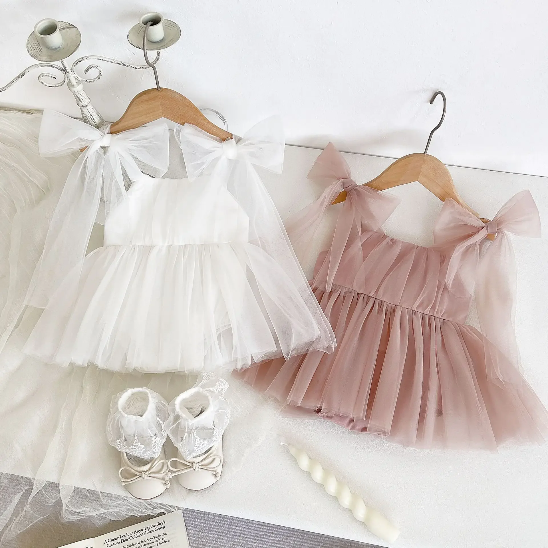 Summer Princess Style Baby Girl Romper Cotton Mesh Skirt Newborn Three-Point Clothes Sleeveless Bib Overalls Photography Dress
