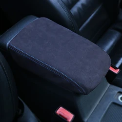 Deluxe Car Armrest Cover Trim Decoration for Enhanced Interior Aesthetics (Suede blue line)