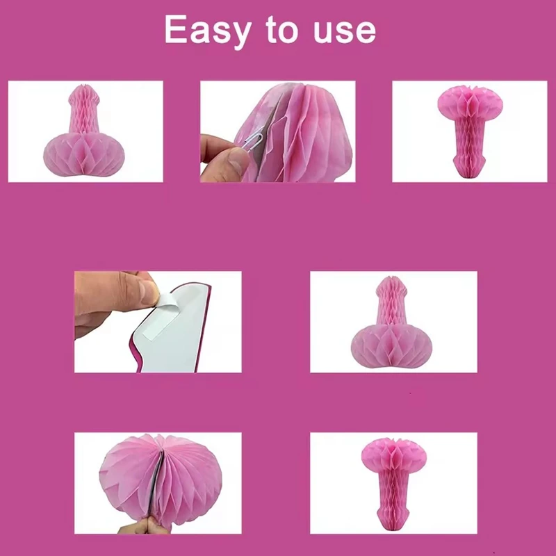 1/3Pcs Funny Penis Honeycomb Paper Lanterns For Bachelorette Party Decoration Supplies Hen Night Party Table Ornament Wedding