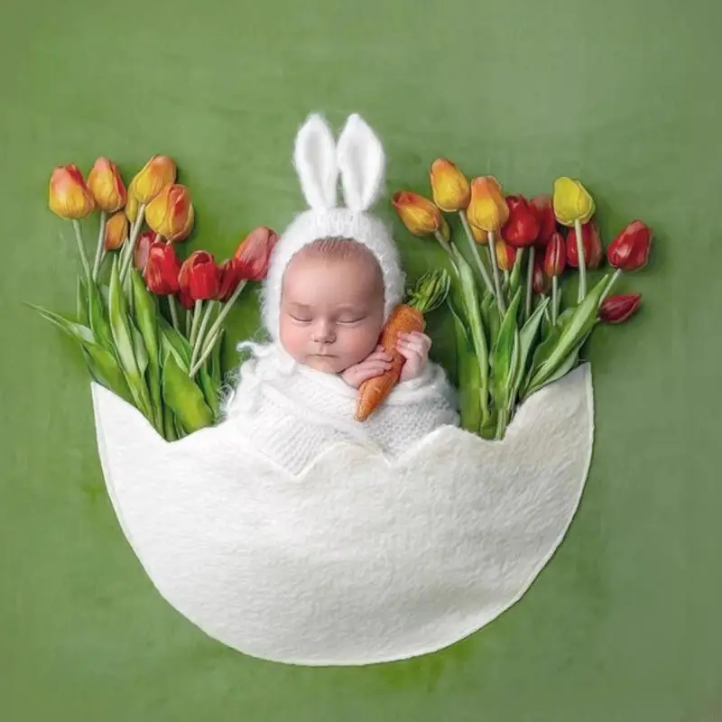 Weiches Polyester für bequeme Baby-Fotoshootings Eierschalen-Taschen-Design. Leichte A2UB-Fotografiedecke für Neugeborene – Detail 9
