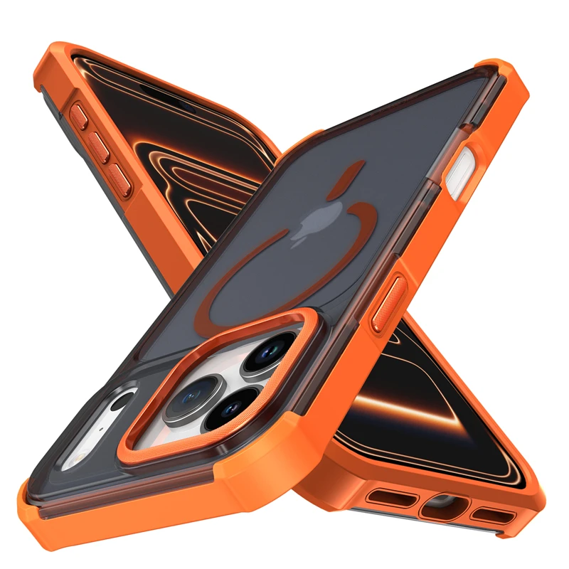 Luxury Magnetic Matte Clear Armor Heavy Shockproof Case For iPhone 17 16 E 15 14 13 12 11 Pro Max Air Plus For Magsafe PC Cover