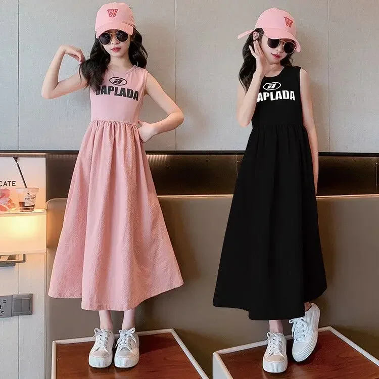 

Summer Girls Dress Teenager Letter Printed Vestidos Kids Tee Princess Dress Children Fashion Clothes 5 6 7 9 12 14 15 Years Old