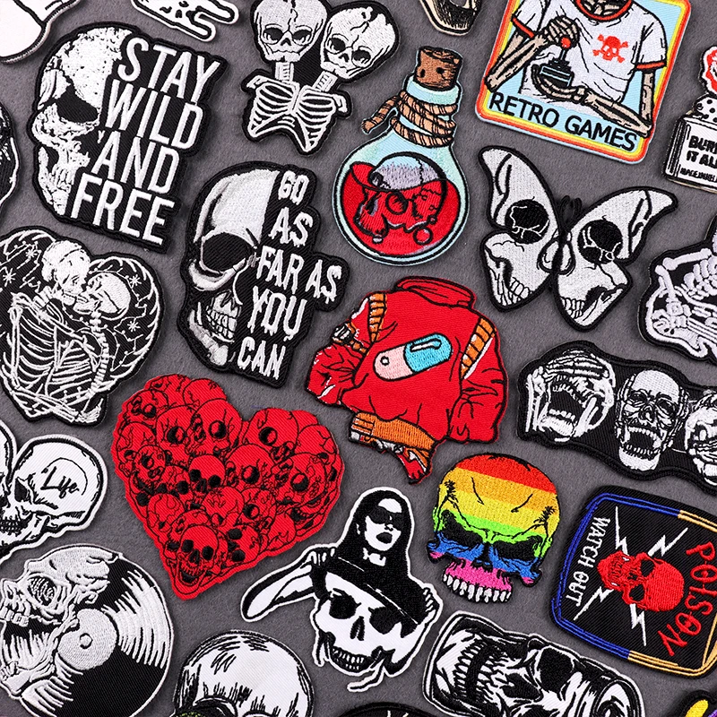 Rainbow Skull Patch Horror Punk Embroidery Patch Iron On Patches For  Clothing Thermoadhesive Patches On Clothes Jacket DIY Badge - AliExpress