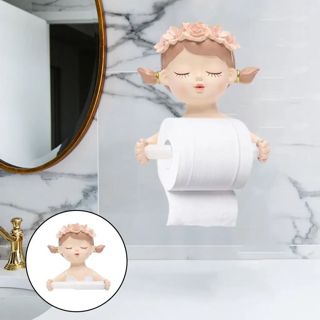 Fairy Tissue Roll Holder Lovely Girl Toilet Paper Holder Rack Hook Hanger Bathroom Light Luxury Decoration Accessories