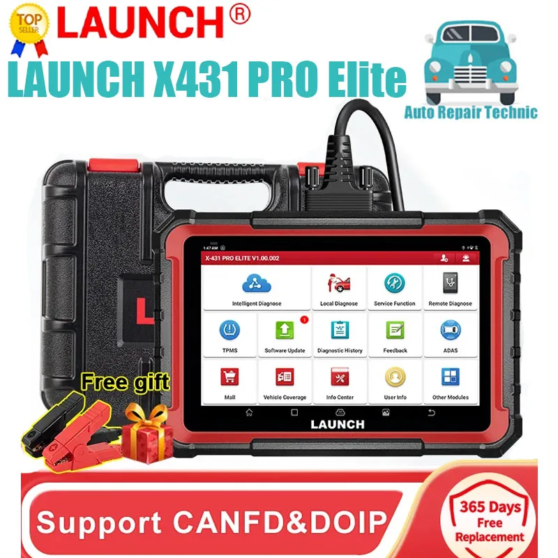 LAUNCH X431 PRO ELITE Car Diagnostic Tools 31+ Reset Active Test Auto OBD2 Scanner CAN FD DOIP All System