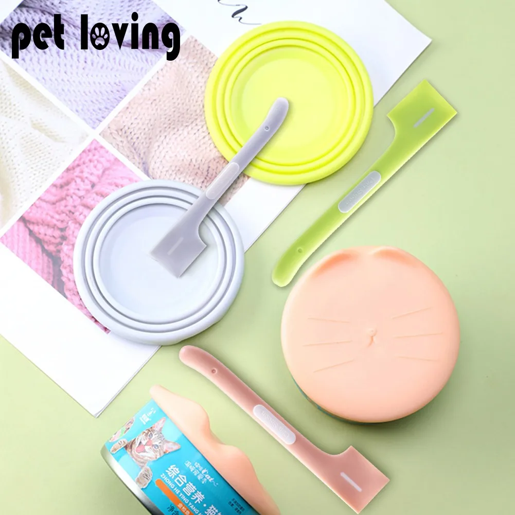 Pet Food Storage Keep Fresh Cover Reusable Cat Wet Food Mixing Spoon Universal Can Opener 3 In 1 Silicone Dog Cans Cap