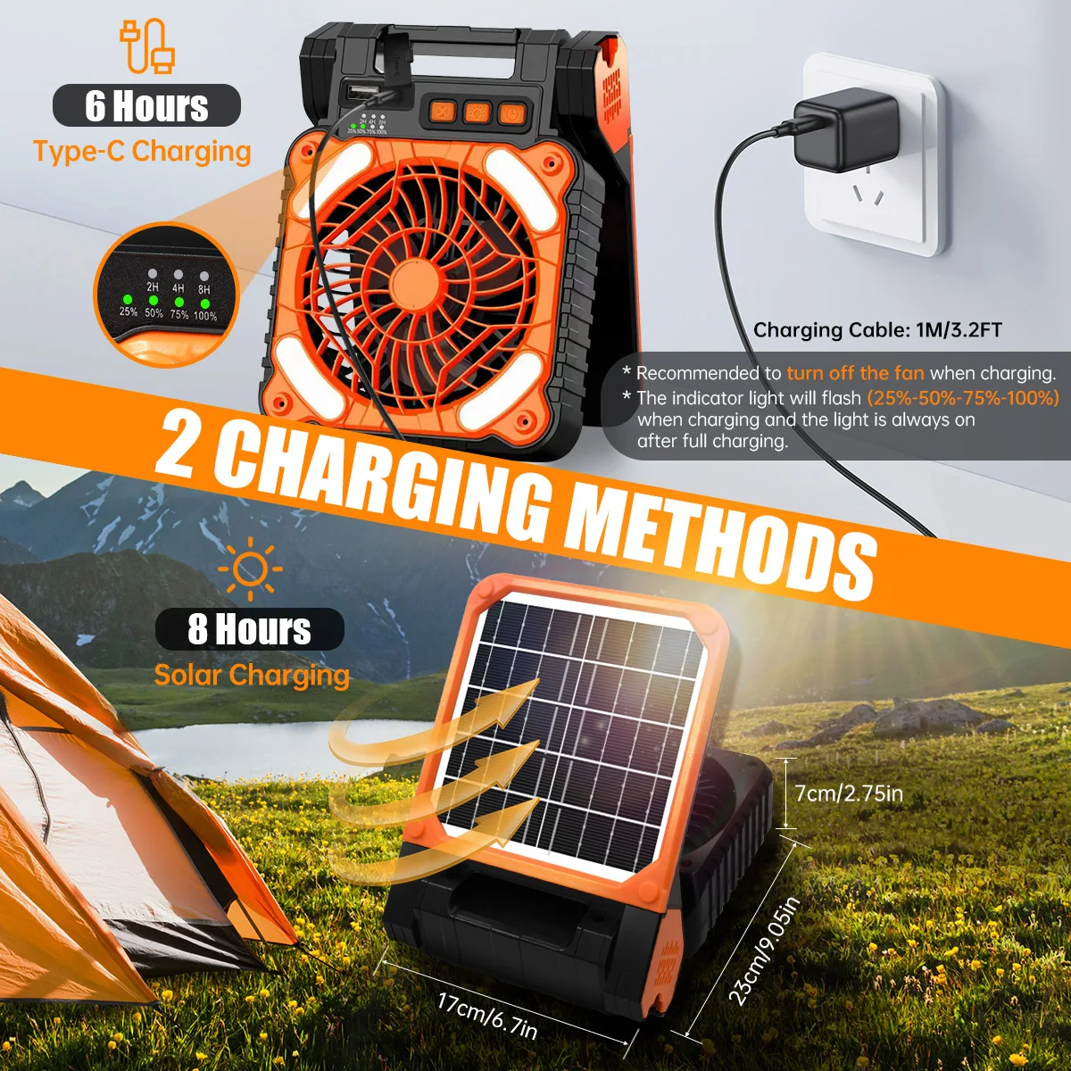 Ventilatore Solare Da Campeggio Con Lanterna, Alimentato A Energia Solare Ricaricabile Tramite Usb~p154378103
