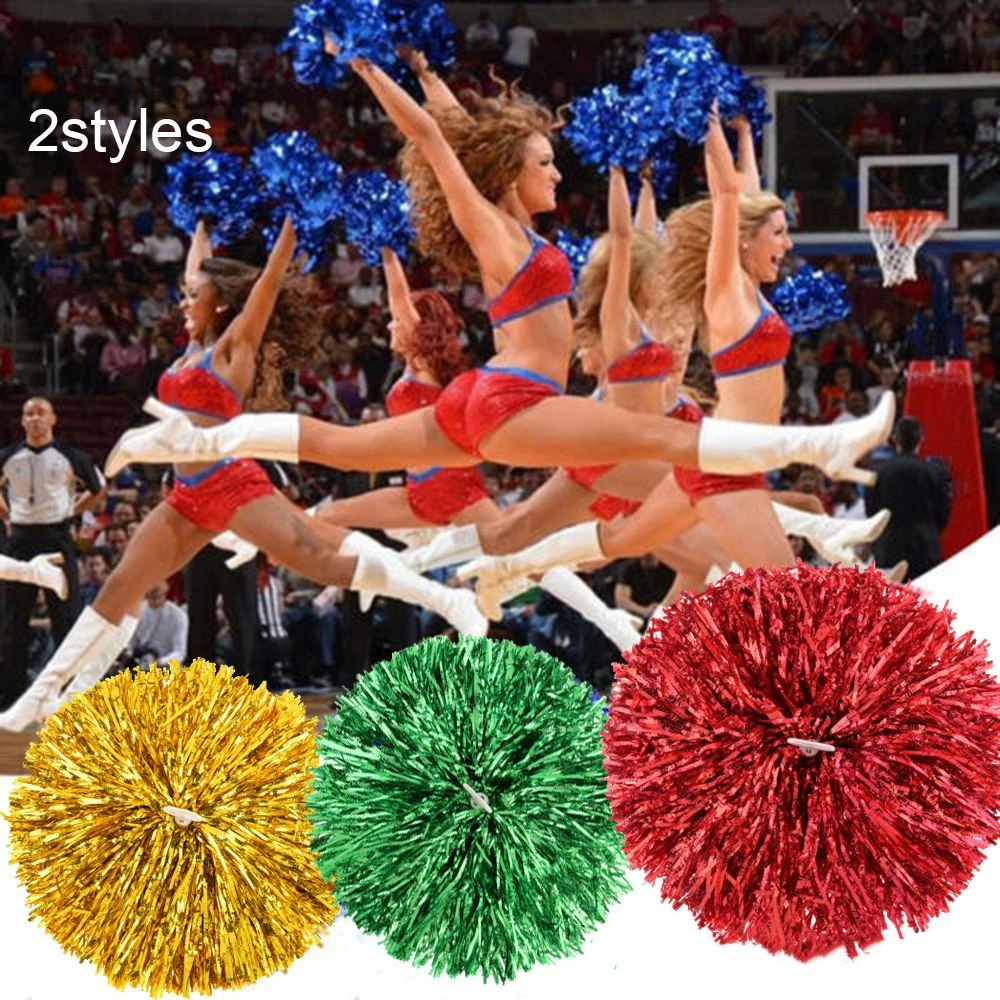 Cheerleading Pom Poms 1PC Double Hole Handle Game Competition Flower Ball